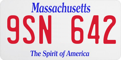 MA license plate 9SN642