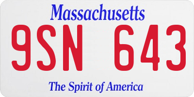 MA license plate 9SN643