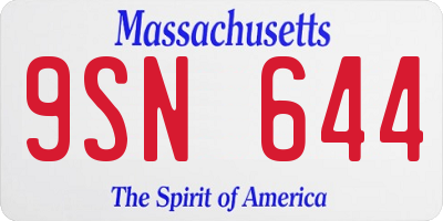 MA license plate 9SN644