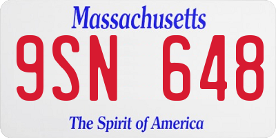 MA license plate 9SN648