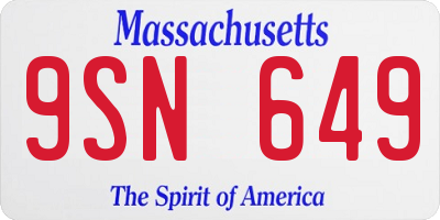 MA license plate 9SN649