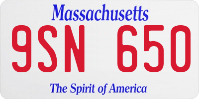MA license plate 9SN650