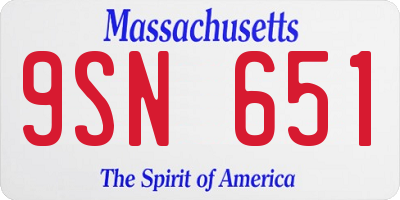 MA license plate 9SN651