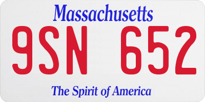 MA license plate 9SN652
