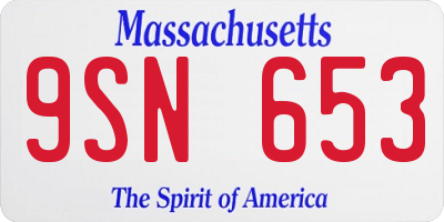 MA license plate 9SN653