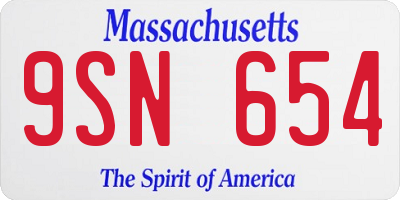 MA license plate 9SN654
