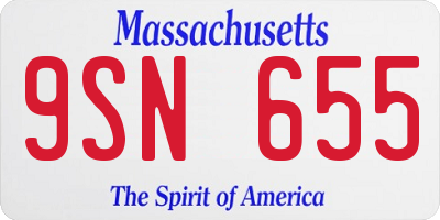 MA license plate 9SN655