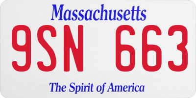 MA license plate 9SN663