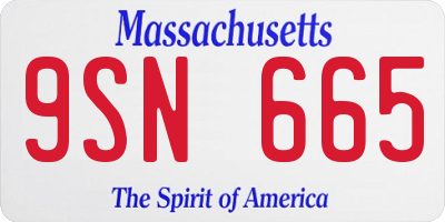 MA license plate 9SN665