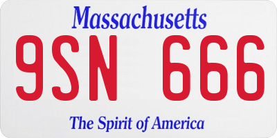 MA license plate 9SN666