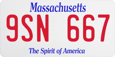MA license plate 9SN667