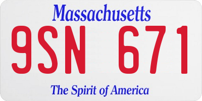 MA license plate 9SN671