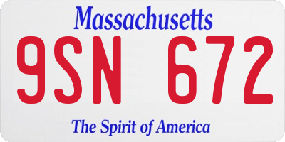 MA license plate 9SN672