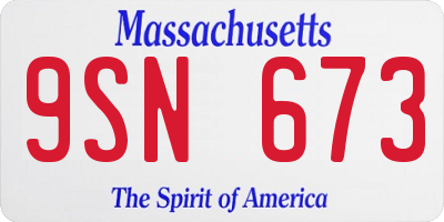 MA license plate 9SN673