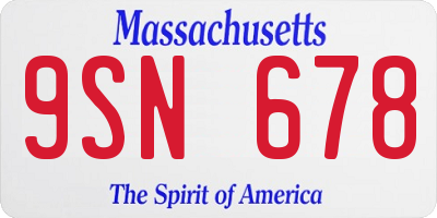 MA license plate 9SN678