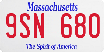 MA license plate 9SN680