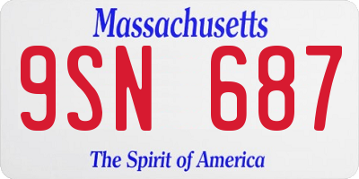 MA license plate 9SN687