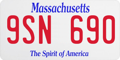 MA license plate 9SN690