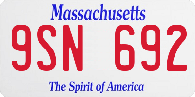 MA license plate 9SN692