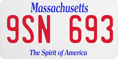 MA license plate 9SN693