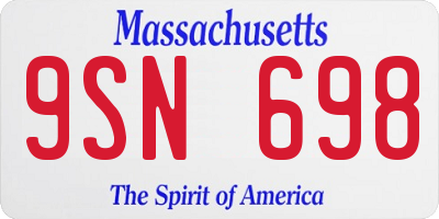 MA license plate 9SN698