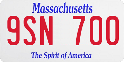 MA license plate 9SN700