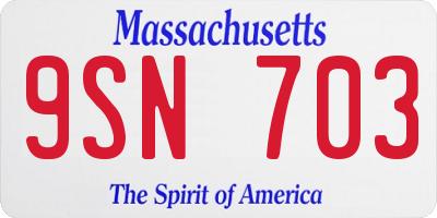 MA license plate 9SN703