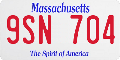 MA license plate 9SN704