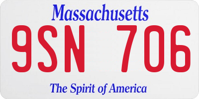 MA license plate 9SN706