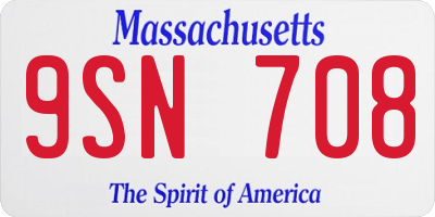 MA license plate 9SN708
