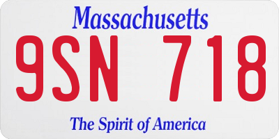 MA license plate 9SN718