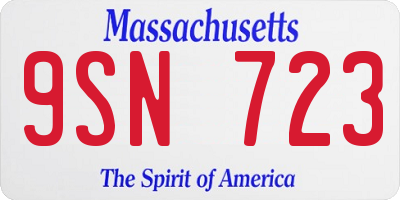 MA license plate 9SN723