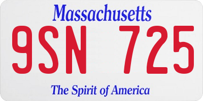 MA license plate 9SN725