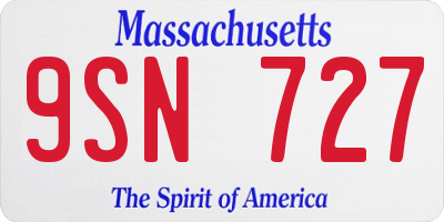 MA license plate 9SN727