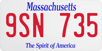 MA license plate 9SN735