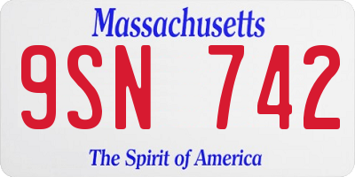 MA license plate 9SN742