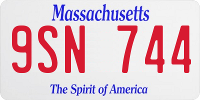 MA license plate 9SN744