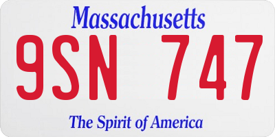 MA license plate 9SN747