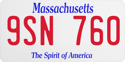 MA license plate 9SN760