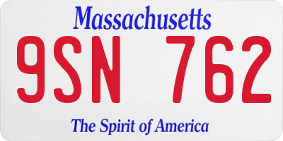 MA license plate 9SN762