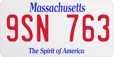 MA license plate 9SN763