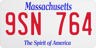 MA license plate 9SN764