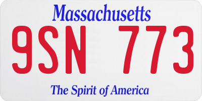 MA license plate 9SN773