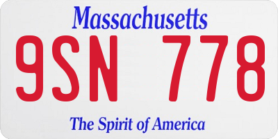 MA license plate 9SN778