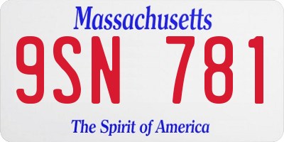 MA license plate 9SN781