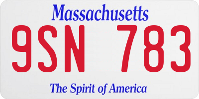 MA license plate 9SN783