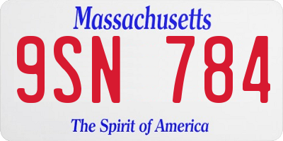 MA license plate 9SN784