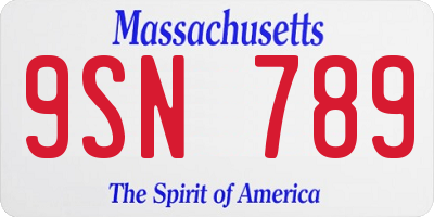 MA license plate 9SN789