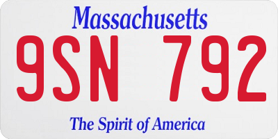 MA license plate 9SN792