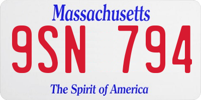 MA license plate 9SN794